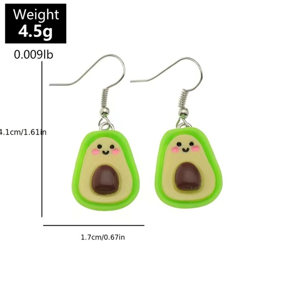 Cartoon Avocado Earrings - Picture 5 of 5